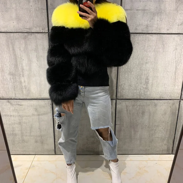 Women Plus Size Jackets Coats Short Fox Fur Jacket For Ladies