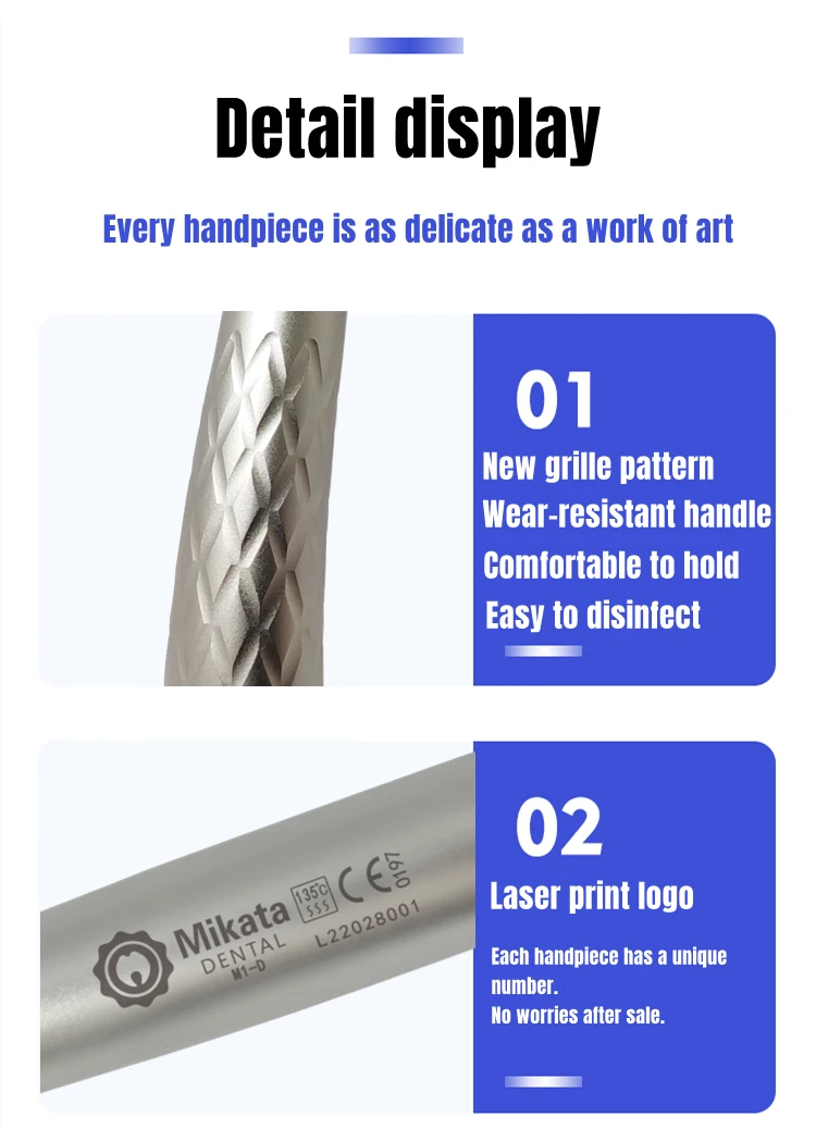 New Texture High-Speed Turbine Dental Handpiece with LED Light Factory Price 2/4 Holes Made of Metal & Steel