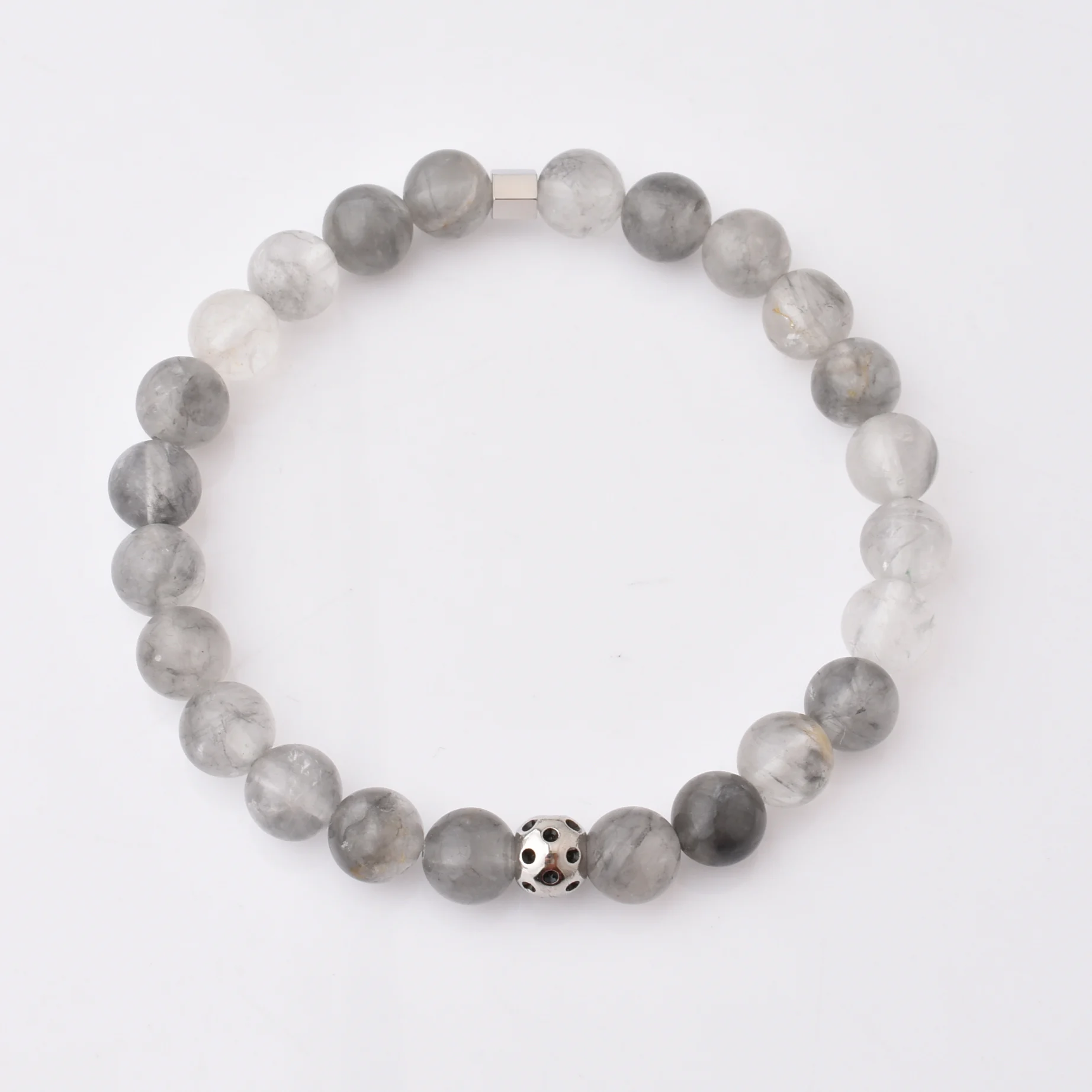 Factory Direct Sale Metal Silver Round Charm Bracelet Cloud Crystal Mix Color Gemstone Lucky Miyuki Beads Elastic Bracelet