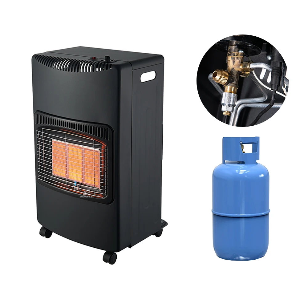 2024 Factory Energy Saving Portable Infrared Indoor Casters Gas Room Heater Fast Heating Living Room Gas Heater Copper Valve CE