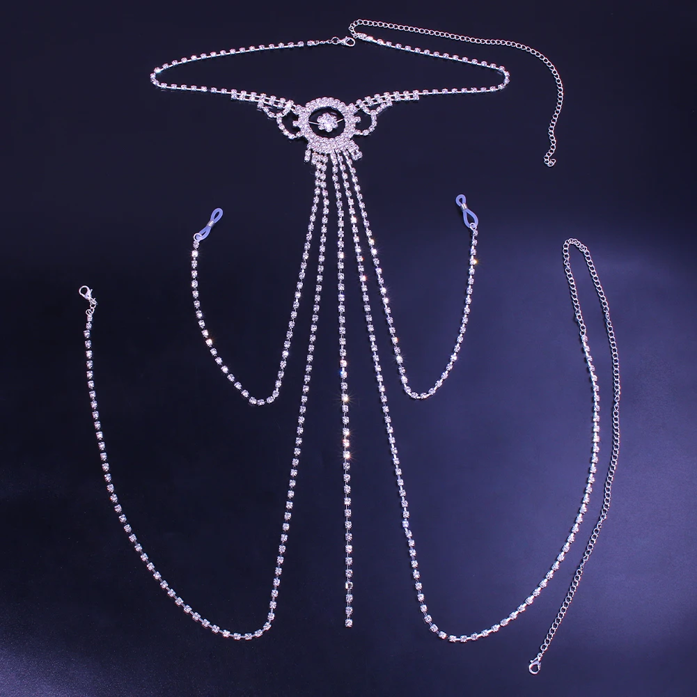  Sexy Rhinestone Nipple Chain Hollow Carved Necklace Octopus Shape Can Extend the Women Body for