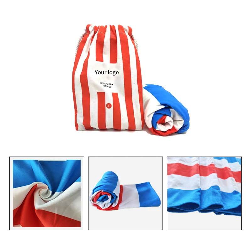 Factory Wholesale Microfiber Sand free Beach Towel Custom Logo Suitable Beach Travel Multipurpose Beach Towel