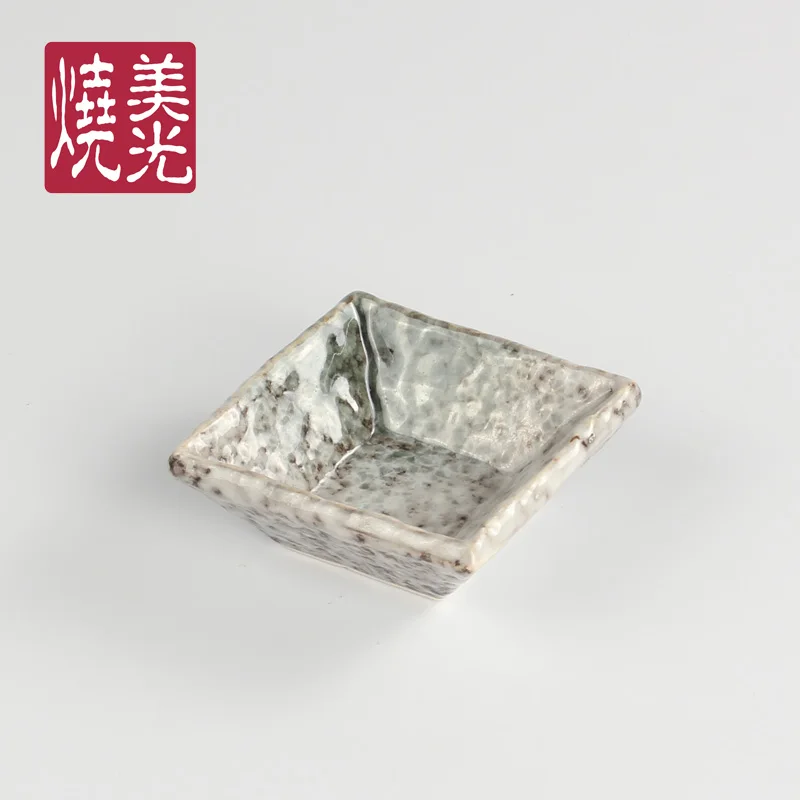 Japanese Korean cuisine ceramic tableware stoneware square soy sauce dish