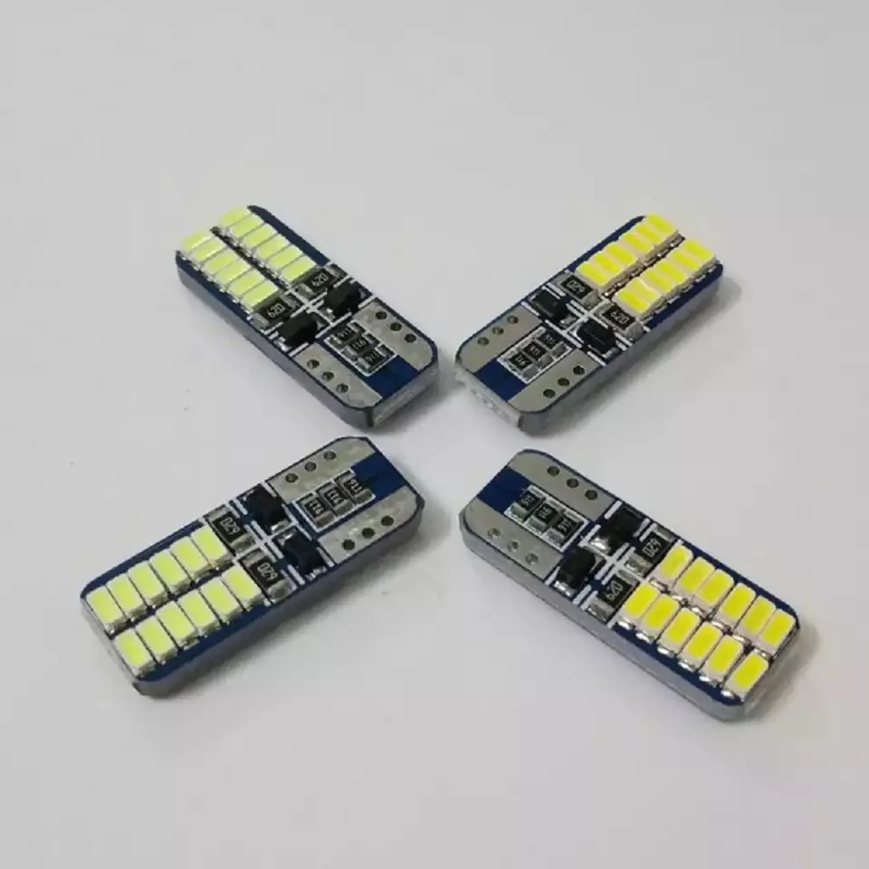 Высококачественная Светодиодная лампа CANBUS T10 24smd для автомобиля без ошибок 3014 12 В сверхъяркая габаритного освещения