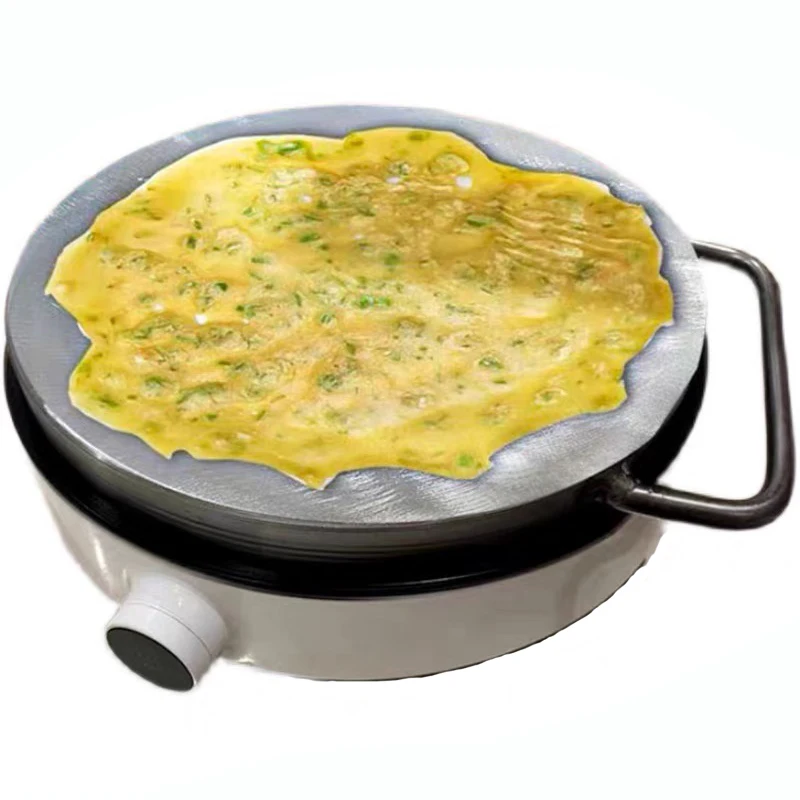 Induction Compatible round Iron Metal Saute Pan for Roasting Duck Pancake Wet Crust Frying Spring Roll Crust Pan