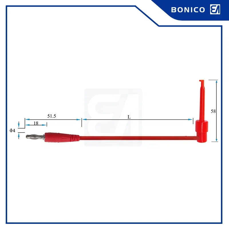 4MM Banana Plug To 58MM Test Hook For Electronic Testing Probe Test Lead