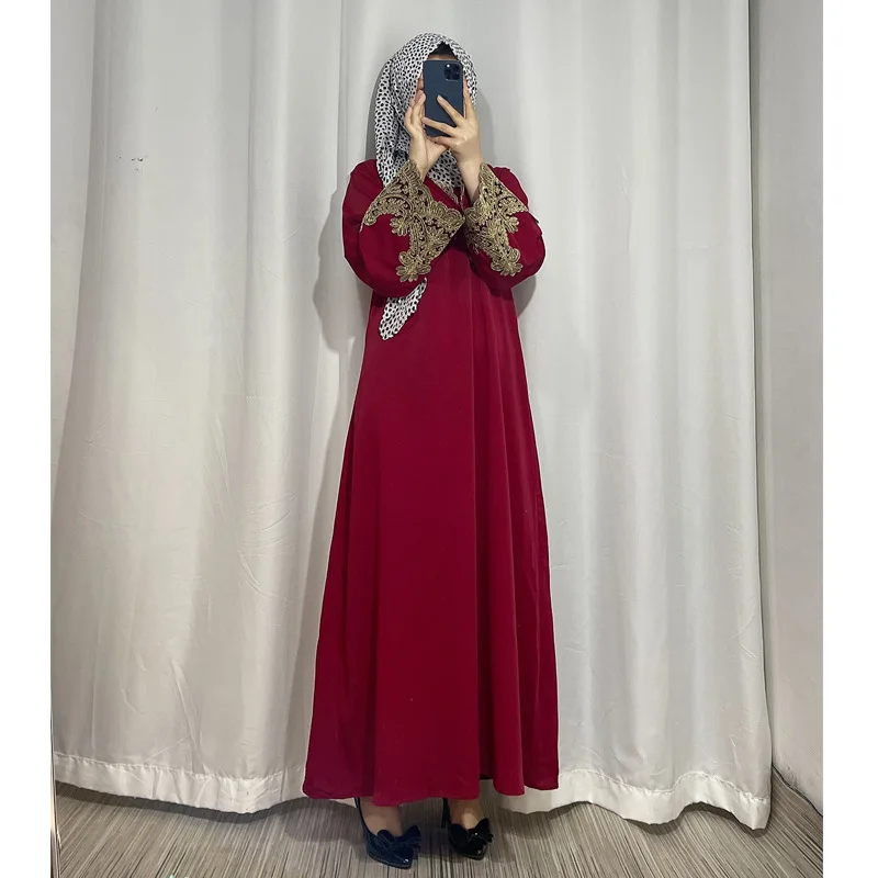 Muslim Ladies Middle East Dubai Hui Embroidered Robe Fashion Long Skirt Dress