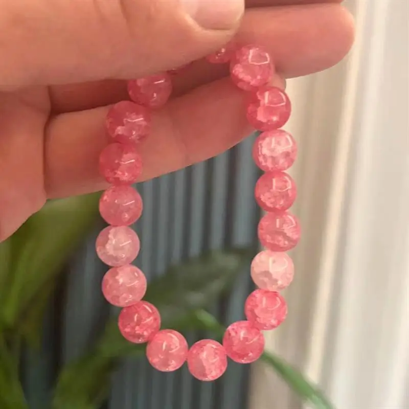 FM Wholesale 10mm Colorful cute student girl beaded bracelet women jewelry fashion Crack glass beads bracelets