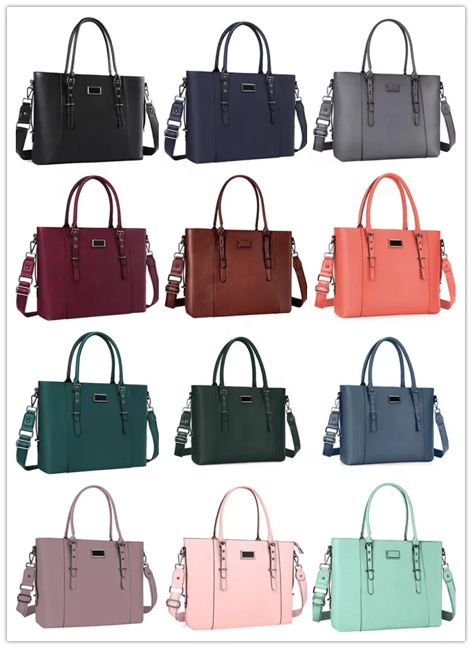 Custom LOGO Totebag Vintage Waterproof Hand Bag Briefcase PU Leather Laptop Tote Bag Ladies Satchel