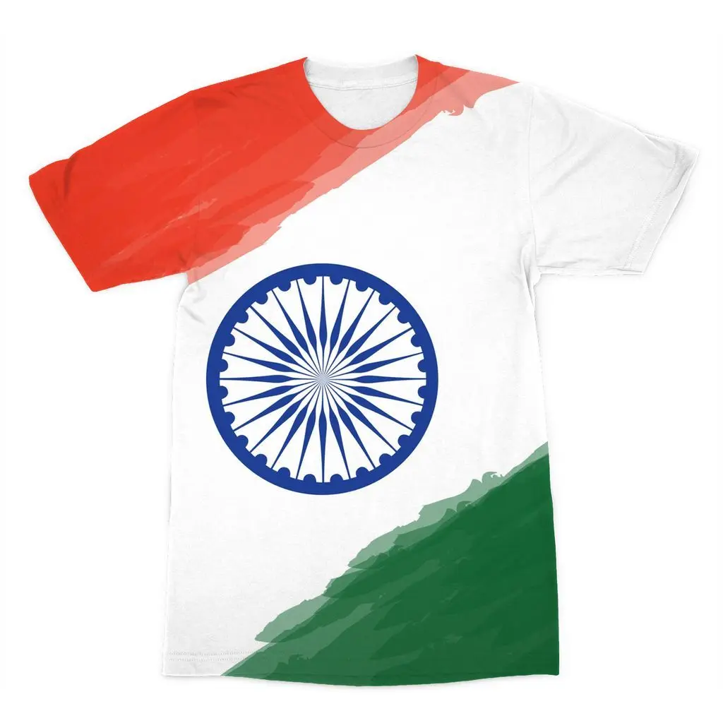 India flag Sublimation T shirt made of 100% polyester fabric soft and FULL HD printing T shirt sublimated Digital printed