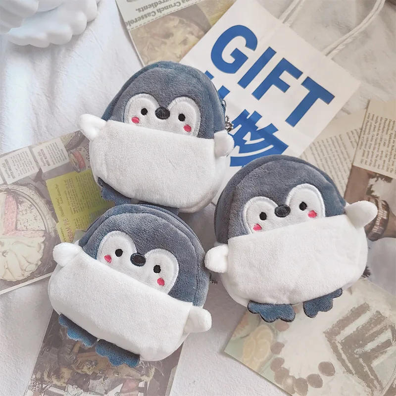 New Design Children Kawaii Cute Cartoon Penguin Wallet Anime Plush Coin Purse Multifunction Key Makeup Storage Pouch Bag