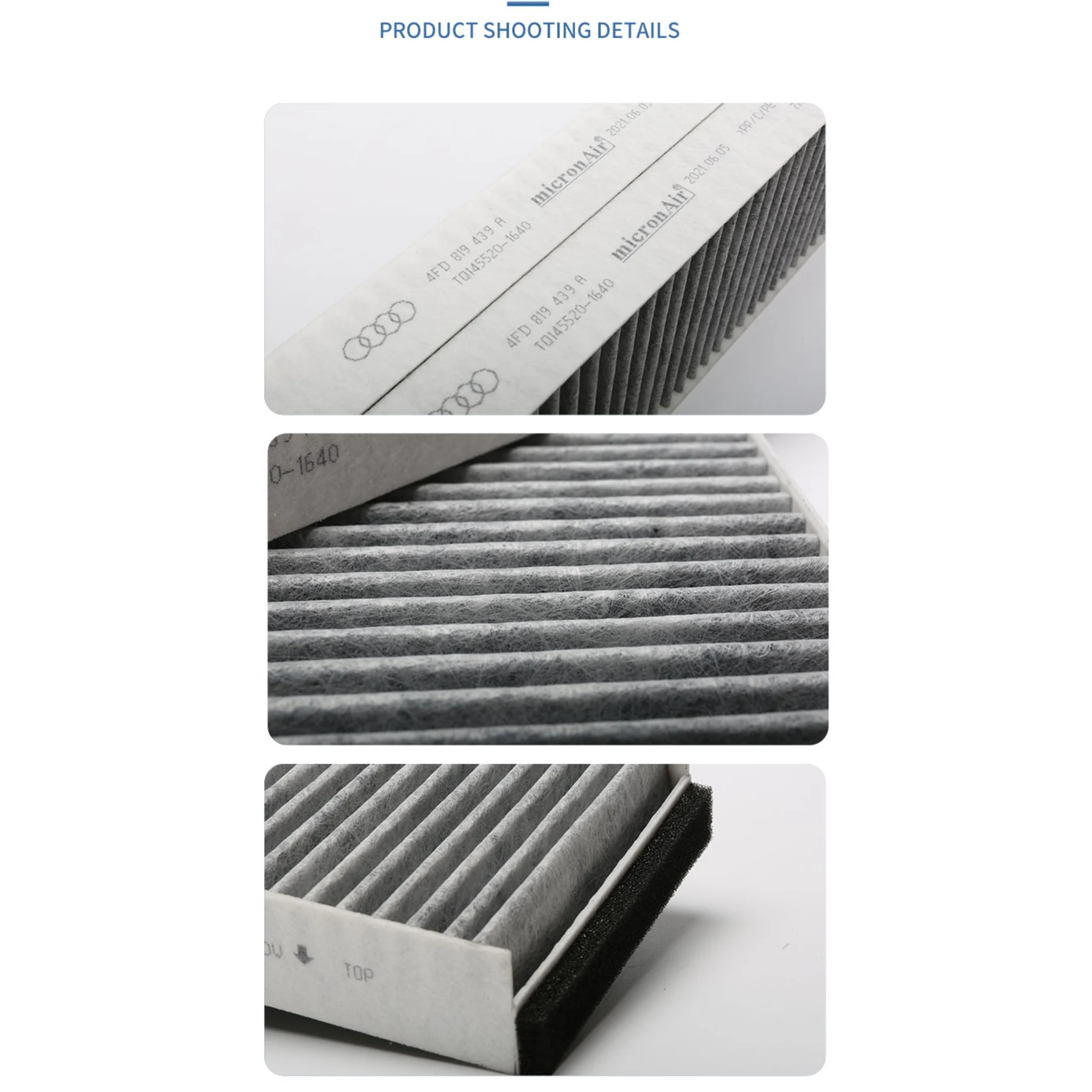 Applicable to Volkswagen XL1/ FAW Audi/Imported Audi air conditioning filter OE No. 4F0 819 439 A