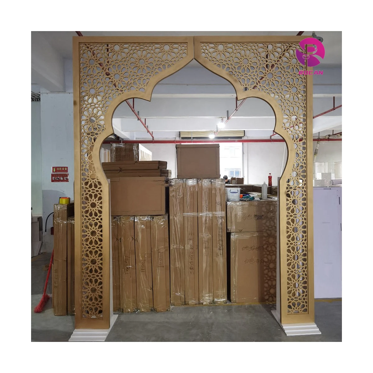 Marigold Flower Carving Backdrop Gold Flower Arch Luxury Backdrop Wedding Stage Photography