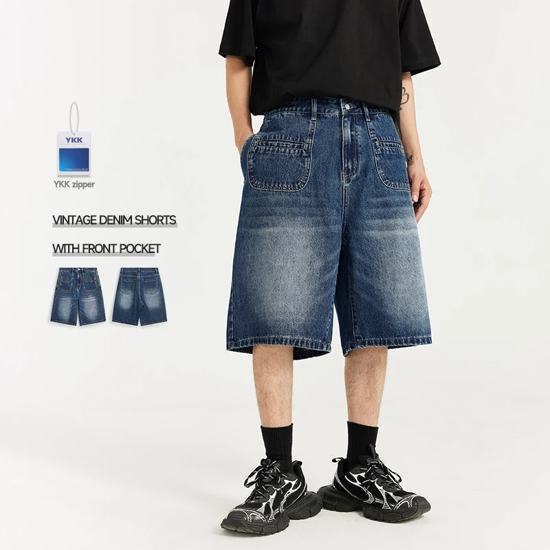 QUICKSHOW Denim Jeans Front Pocket Shorts Men Streetwear Manufacturer Baggy Jorts Jeans Shorts