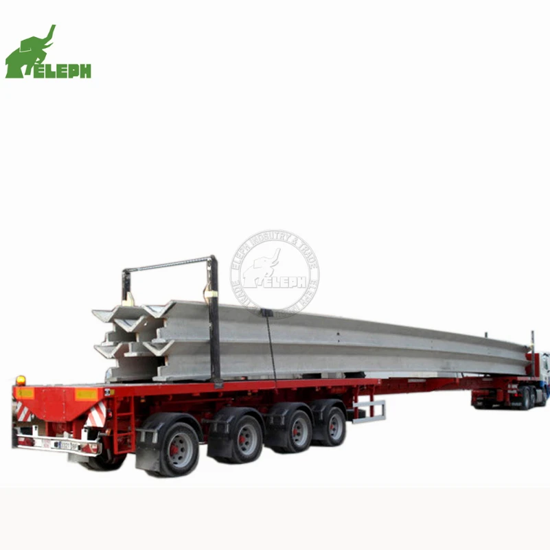 40-80ton 4-осевой Телескопический полуприцеп с удлиненной низкой платформой/полуприцеп платформой