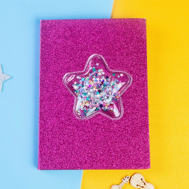 Custom Wholesale Hardcover Glue Bound Glitter Notebook, Pink Journal  Diary Glitter Notebook With Interesting Design