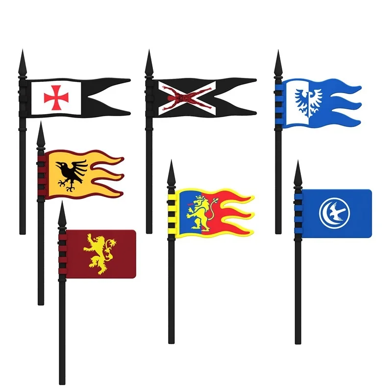 Medieval Military War Knight Horse Castle Armor Cloak Flag Shield DIY Building Block Sets Toys Kids For Children