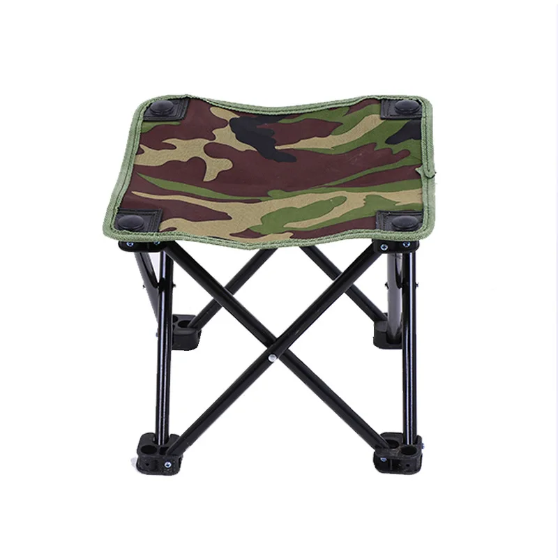Camouflage Outdoor Leisure Folding Chair Small Flat Stool Mazar Chair Four Corner Stool Portable Drawing Stool Fishing Supplies