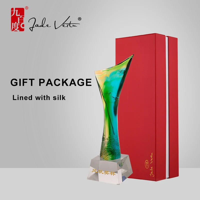 Jadevertu liuli surfing award trophy windsurfing event crystal plaque award sailing trophy custom for advanced worker