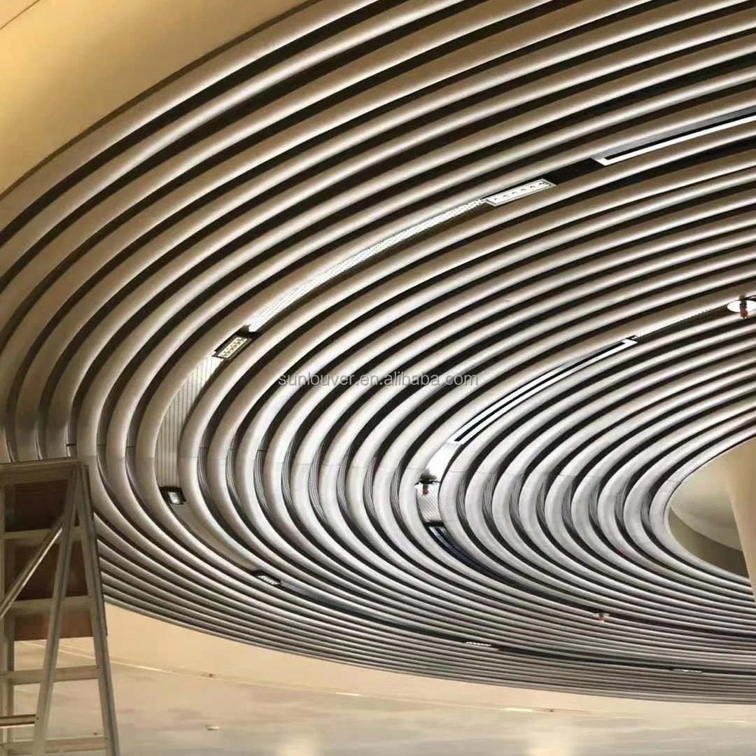 Metal Aluminum Material Curved Suspended Ceiling commercial Ceiling in Metro Project
