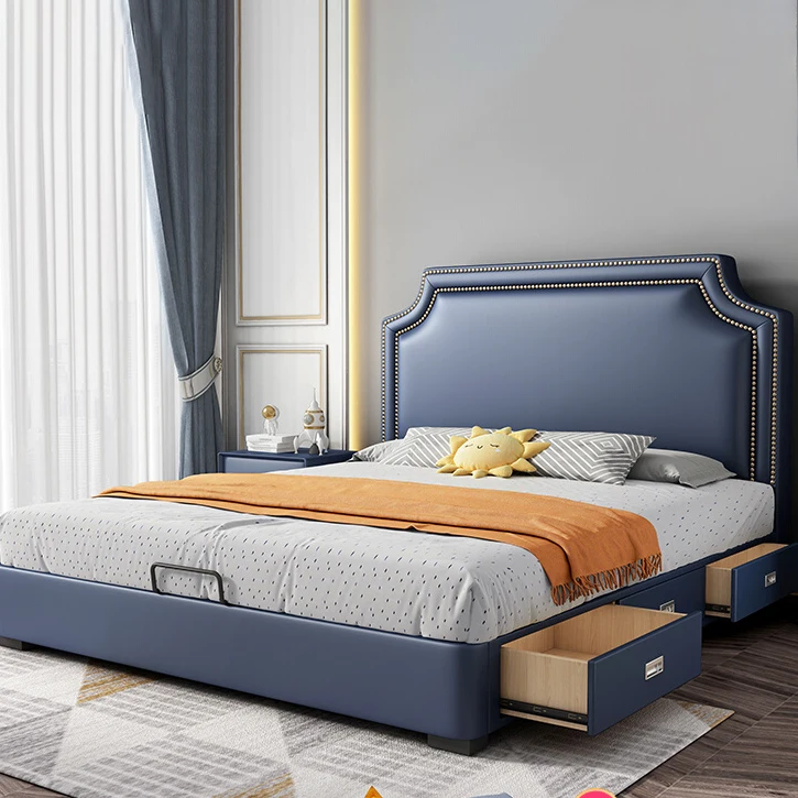 wholesale luxury king size bed 1.8 meters Backrest Double upholstered bed Hotel apartment storage bed