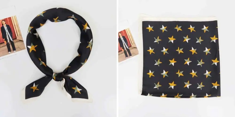 Popular Five-pointed Star Medium Style of Length and colourful Style polyester scarf