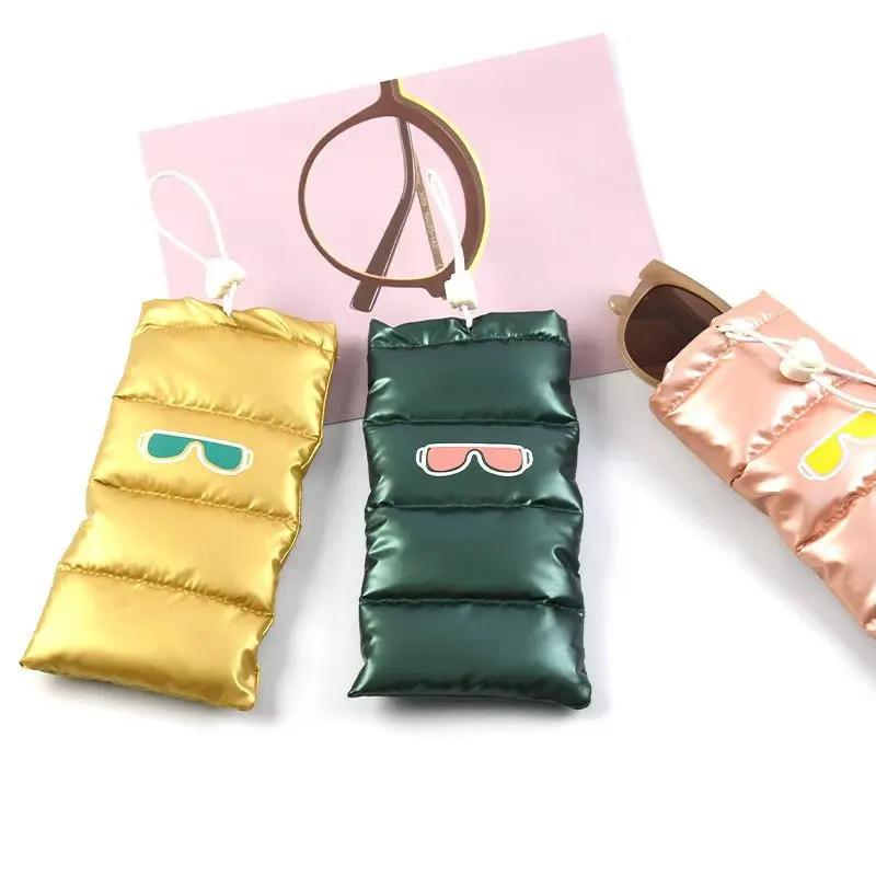 wholesale cheap  cotton  thick Waterproof Custom Synthetic Down Sunglasses Bags Drawstring Soft Eyeglasses phone Glasses Pouch
