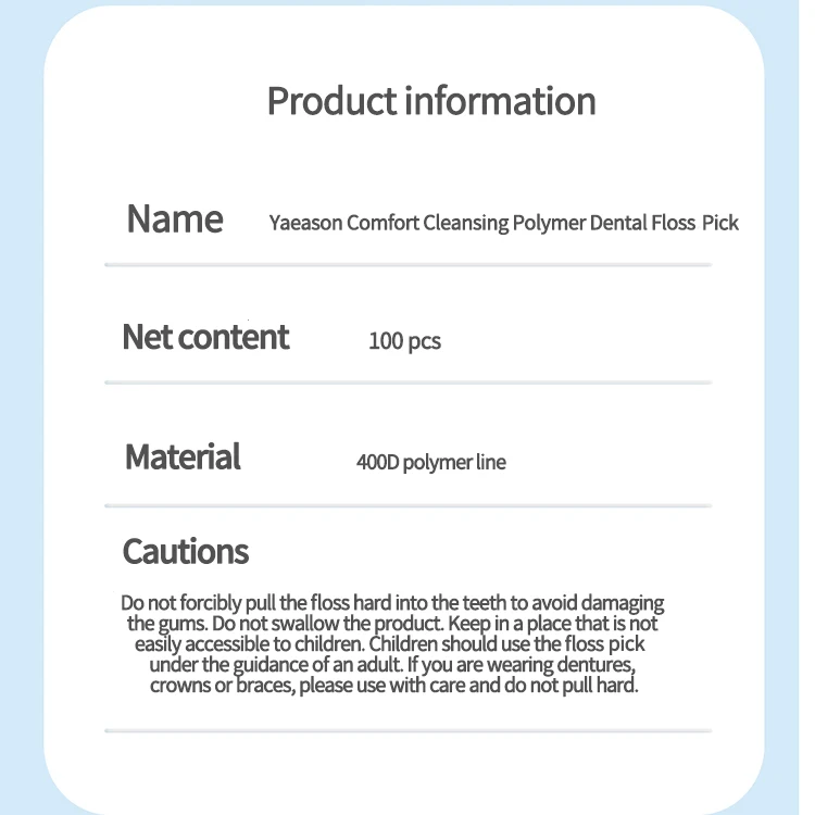 Factory price wholesale good quality teeth cleaning Dental Flosser 100pcs pack in bag home use Dental Floss Pick