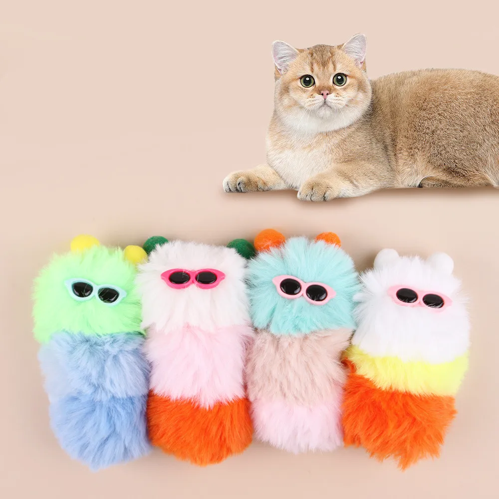 Симпатичная гусеница игрушки для кошек оптовая продажа подушка котенка Дразнилка Интерактивная игрушка жевания плюшевые