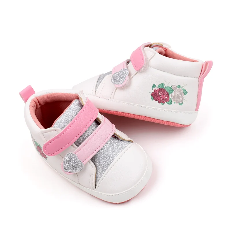 Baby Girls Shoes Rose Pattern Baby Girls Sports Shoes 2024