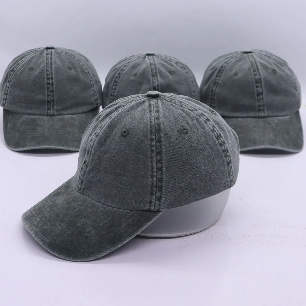 Solid Color Distressed Washed Sports Baseball Caps Wholesale Custom Logo Vintage Cotton Unstructured Dad Hats
