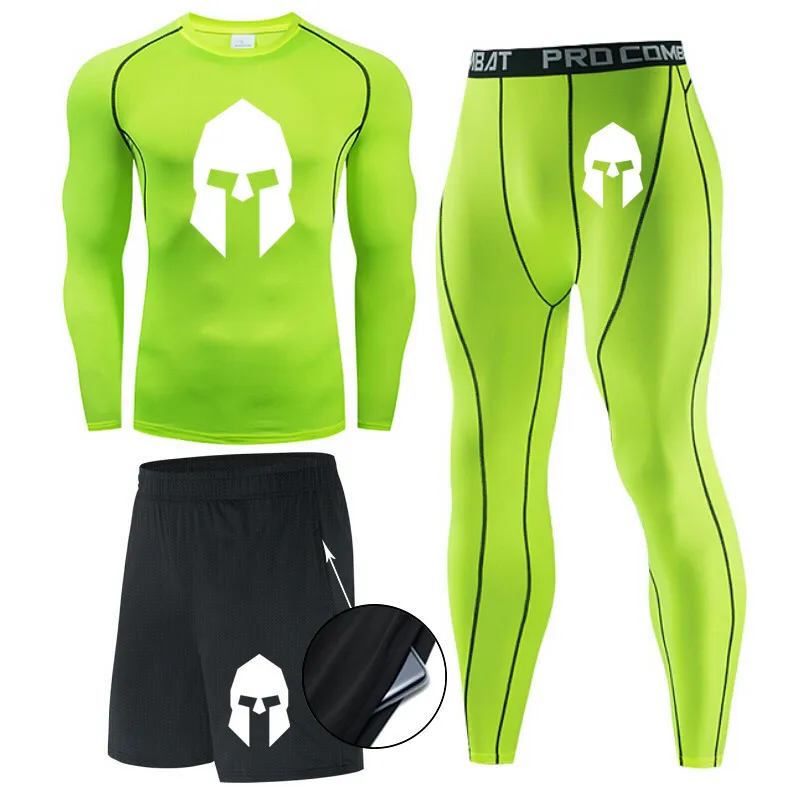 3 piece sets Compression Suits Men Quick Dry set Clothes Sport Running jogging Gym work out Fitness Tracksuit sweatsuit