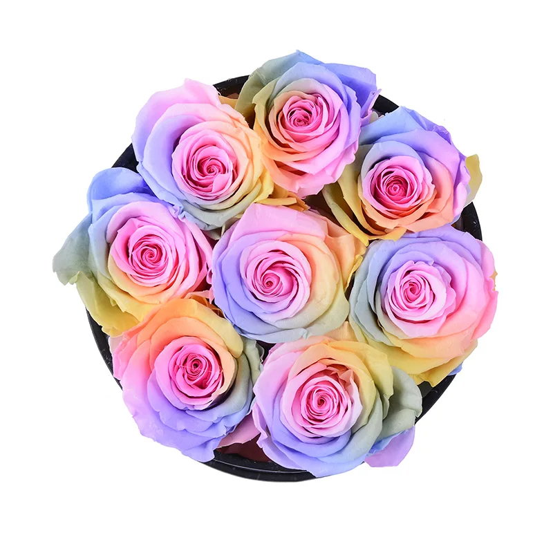Real Touch Everlasting Rose Best Gift Box A Grade Eternal Immortal Roses Flower Head Preserved Real Roses in Square Bucket Box