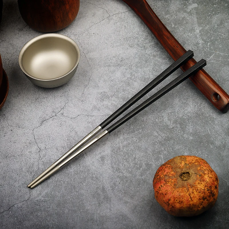 Outdoor Camping Cutlery Tableware with Storage Bag Travel  Portable Utensils Titanium Chopsticks