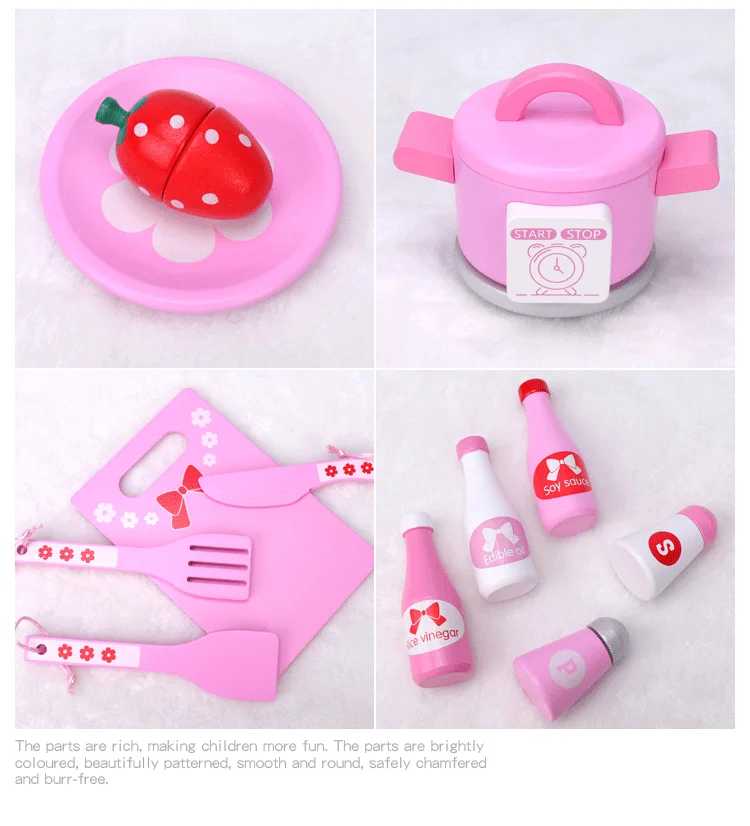 Wholesales European-style kitchenette wooden food toy set kids pretend cooking play wooden kitchen educational toys