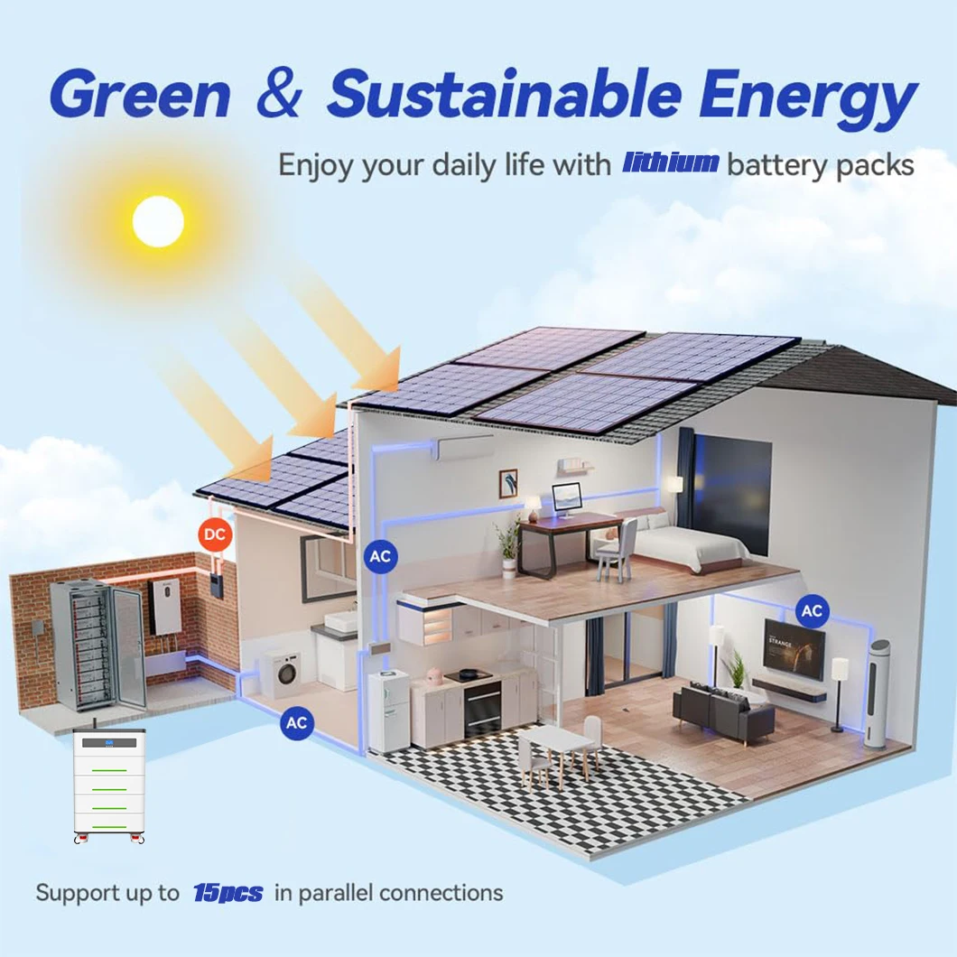 stack mounted stacked lithium battery pack for solar power system home energy storage solar battery rechargeable