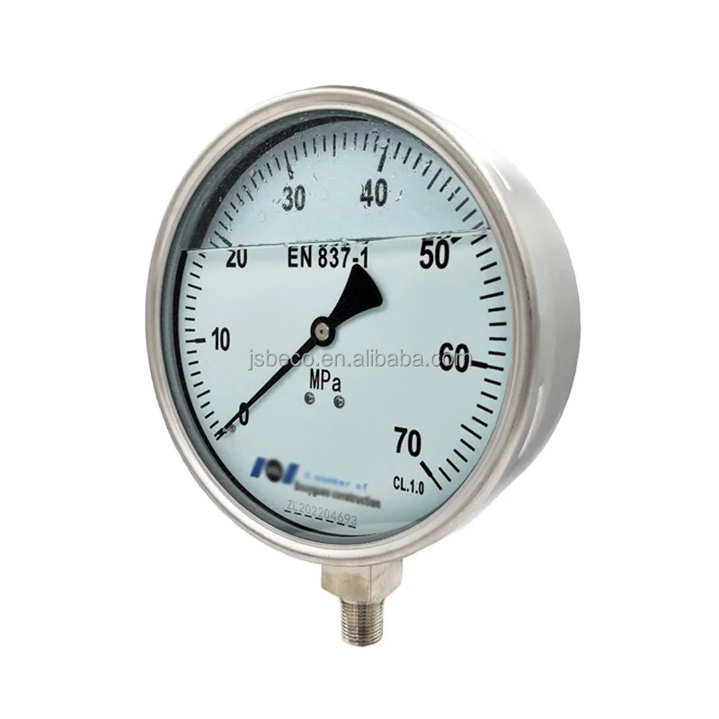 Beco 6inch 150mm pressure gauge 70MPA manometers all stainless steel glycerin filled bottom connection manometers