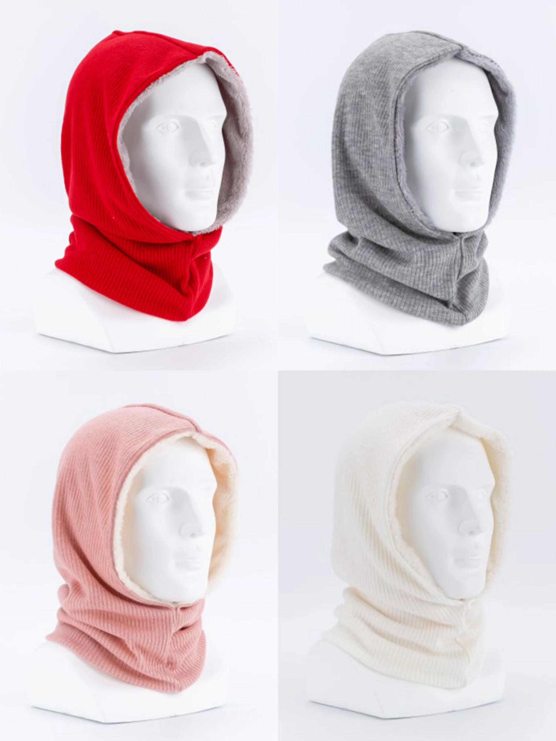 Winter outdoor unisex Acrylic fur polar fleece Hooded crochet brushed collar headwear Acrylic and synthetic wool