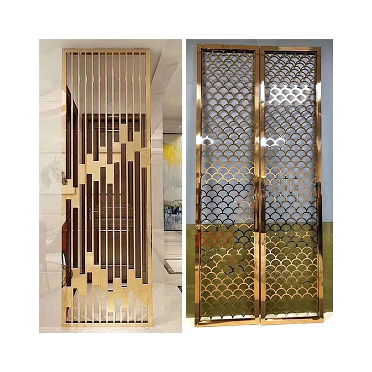 Mirror Gold Home Decoration Perforated Privacy Screen Room Divider Living Room Metal Screens