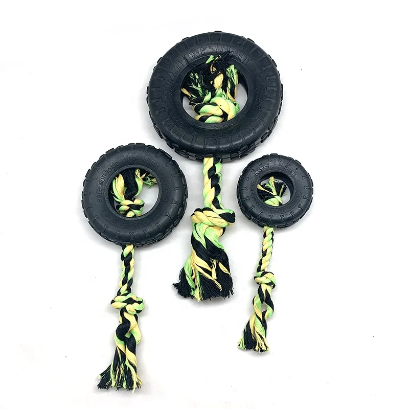 Wholesale Custom Durable Dog Toys Rubber Tire Rope Dog Chew Toys for Aggressive Chewers