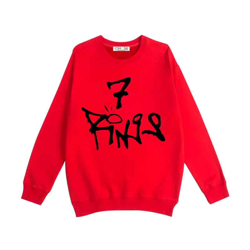 Ariana Grande 7 Rings Same Style Sweatshirt Ladies Long Sleeve Pink Casual Hoodies women Autumn Winter thick Pullover Tops