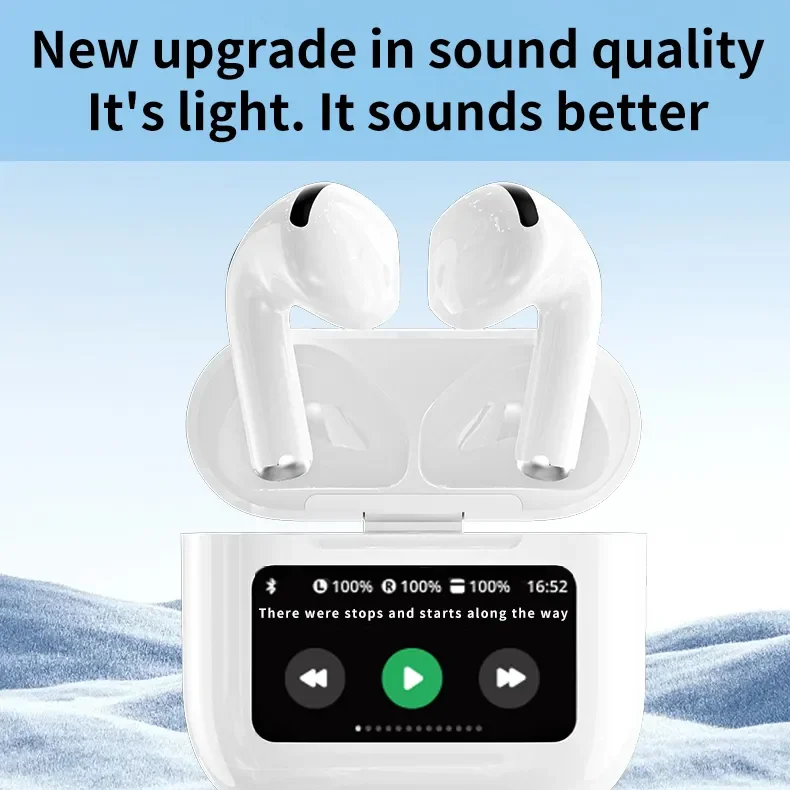 A12 Pro Smart In-Ear Earbuds with ENC Function BT 5.4 Wireless LCD Full Color Touch Screen Stereo Sound Sport Headphone Hot Sale