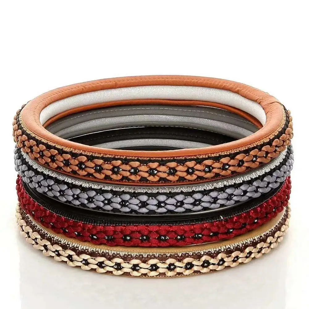 Competitive Price Leather Car Steering Wheel Cover With Polyester