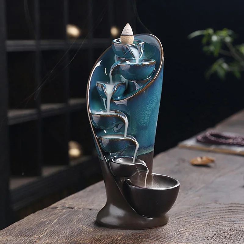 Handmade Fountain Waterfall Incense Holder with Backflow Incense Cones