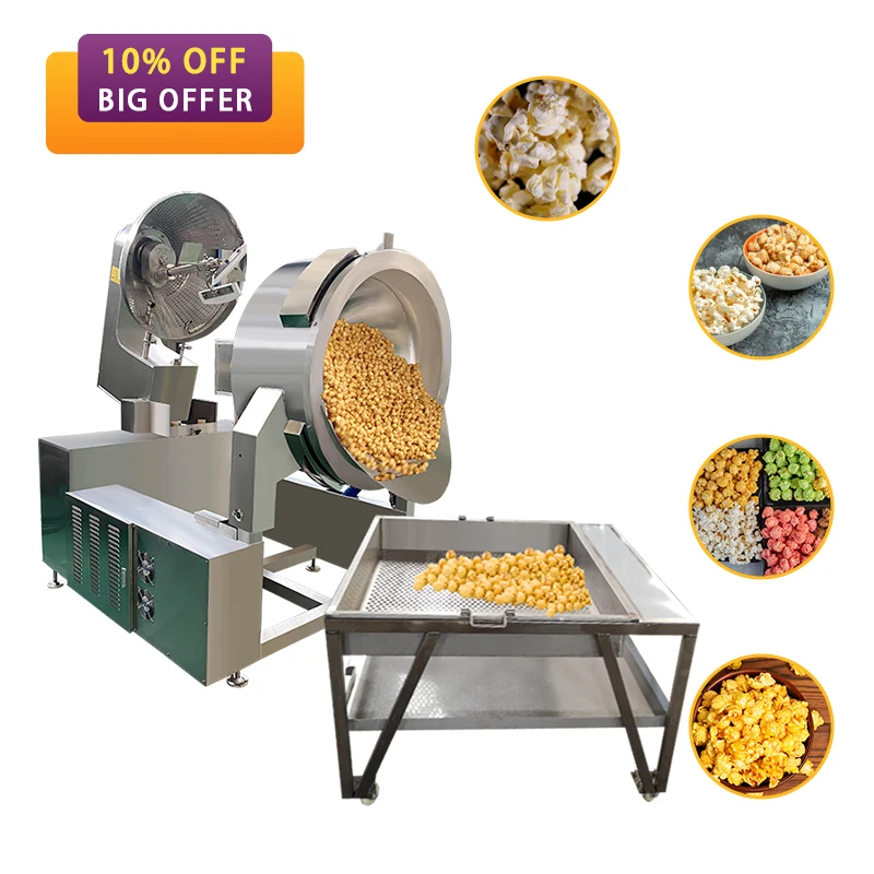 Full automatic popcorn making machine caramel industrial electric pop corn popcorn machine line corn popcorn machines