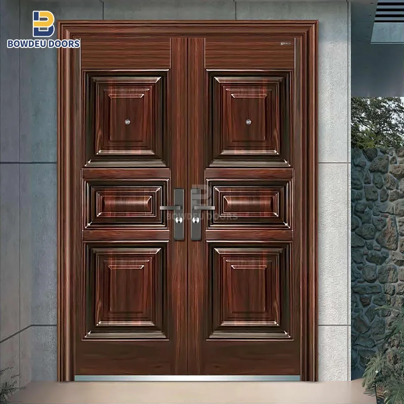 China top manufacturers modern design front entry door villa security steel doors house main Bulletproof Security wooden door