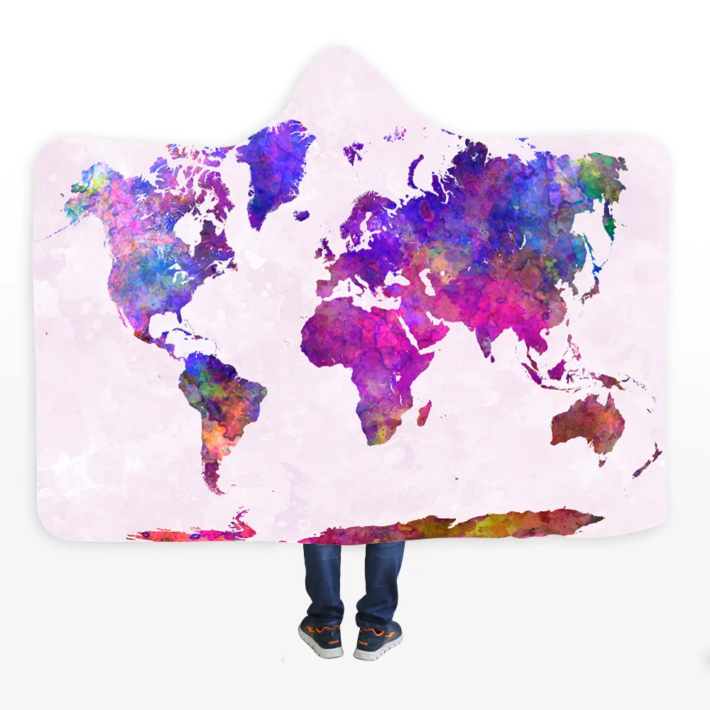 
Sheepskin scroll vintage map with hooded cape blanket and thickened office hat blanket 