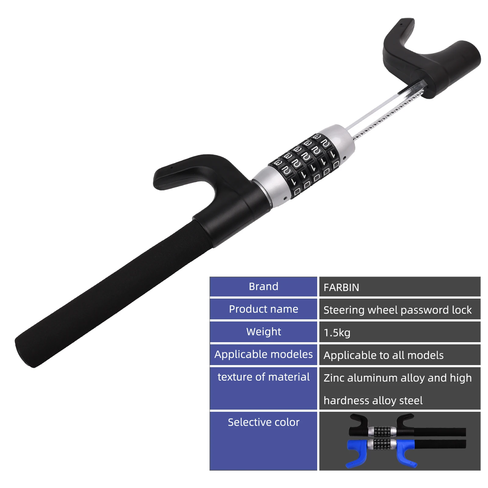 Steering Wheel Lock Anti Theft Car Device, Universal Vehicle Lock Keyless Password Code,Heavy Duty Retractable Car Security Lock