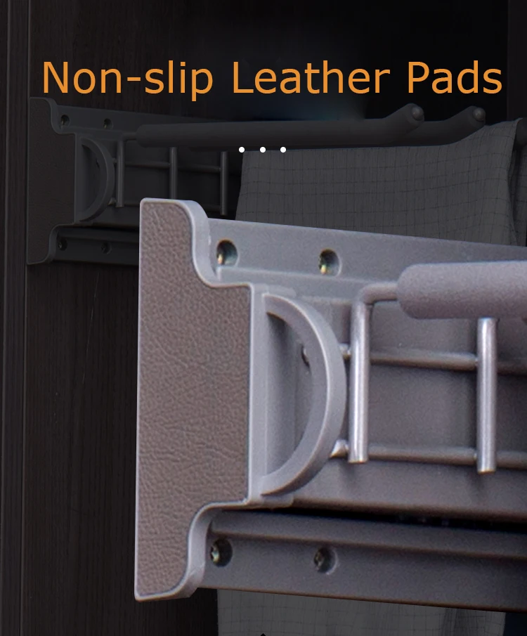 Wholesale Wardrobe Accessories Hanging Rack Side Mounted Pull Out Trouser Rack Pants Rack