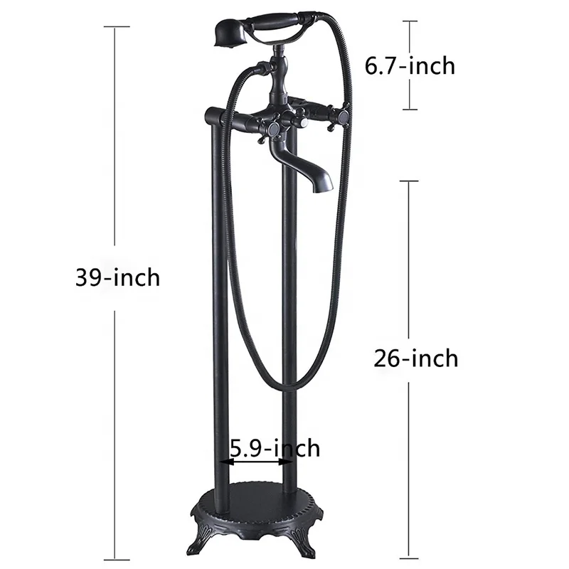 
Floor Mounted Black Bronze Bathroom Tub Sink Faucet Bathtub Mixer Faucet Dual Handle Free Standing Claw Foot Tub Mixer Faucet 